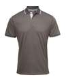 PR618 Premier Contrast Coolchecker® Piqué Polo Shirt Dark Grey / Silver colour image